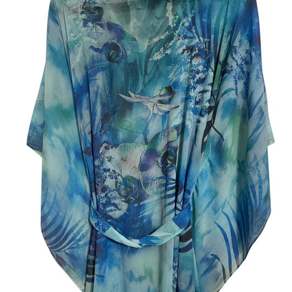 ❤️GORGEOUS BLUE PRINT TOP w/SEQUINS PLUS 3X  #A - Picture 3 of 9